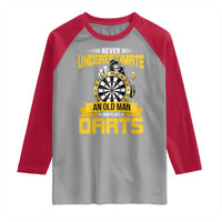 Never Underestimate An Old Man Plays Darts Raglan Shirt Funny Dartist Grim Reaper Gift - Wonder Print Shop