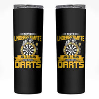 Never Underestimate An Old Man Plays Darts Skinny Tumbler Funny Dartist Grim Reaper Gift - Wonder Print Shop