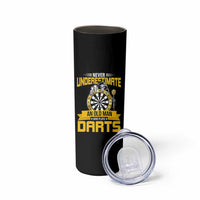 Never Underestimate An Old Man Plays Darts Skinny Tumbler Funny Dartist Grim Reaper Gift - Wonder Print Shop