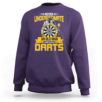 Never Underestimate An Old Man Plays Darts Sweatshirt Funny Dartist Grim Reaper Gift - Wonder Print Shop