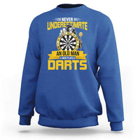Never Underestimate An Old Man Plays Darts Sweatshirt Funny Dartist Grim Reaper Gift - Wonder Print Shop