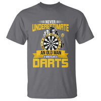 Never Underestimate An Old Man Plays Darts T Shirt Funny Dartist Grim Reaper Gift - Wonder Print Shop