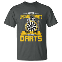Never Underestimate An Old Man Plays Darts T Shirt Funny Dartist Grim Reaper Gift - Wonder Print Shop