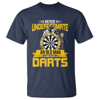 Never Underestimate An Old Man Plays Darts T Shirt Funny Dartist Grim Reaper Gift - Wonder Print Shop