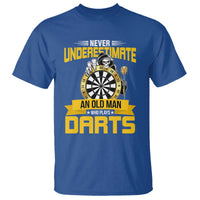 Never Underestimate An Old Man Plays Darts T Shirt Funny Dartist Grim Reaper Gift - Wonder Print Shop