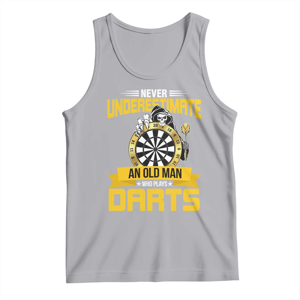 Never Underestimate An Old Man Plays Darts Tank Top Funny Dartist Grim Reaper Gift - Wonder Print Shop