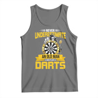Never Underestimate An Old Man Plays Darts Tank Top Funny Dartist Grim Reaper Gift - Wonder Print Shop