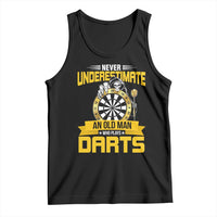 Never Underestimate An Old Man Plays Darts Tank Top Funny Dartist Grim Reaper Gift - Wonder Print Shop