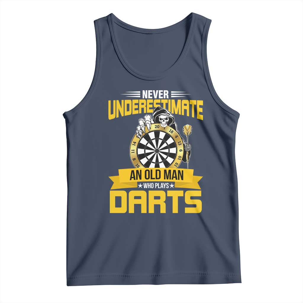 Never Underestimate An Old Man Plays Darts Tank Top Funny Dartist Grim Reaper Gift - Wonder Print Shop
