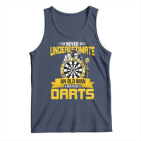 Never Underestimate An Old Man Plays Darts Tank Top Funny Dartist Grim Reaper Gift - Wonder Print Shop