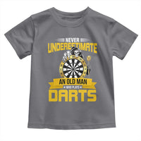 Never Underestimate An Old Man Plays Darts Toddler T Shirt Funny Dartist Grim Reaper Gift - Wonder Print Shop