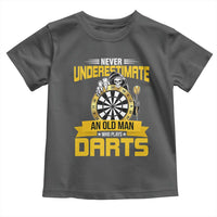 Never Underestimate An Old Man Plays Darts Toddler T Shirt Funny Dartist Grim Reaper Gift - Wonder Print Shop