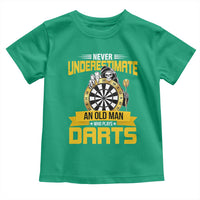 Never Underestimate An Old Man Plays Darts Toddler T Shirt Funny Dartist Grim Reaper Gift - Wonder Print Shop