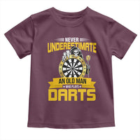 Never Underestimate An Old Man Plays Darts Toddler T Shirt Funny Dartist Grim Reaper Gift - Wonder Print Shop