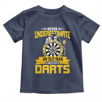 Never Underestimate An Old Man Plays Darts Toddler T Shirt Funny Dartist Grim Reaper Gift - Wonder Print Shop