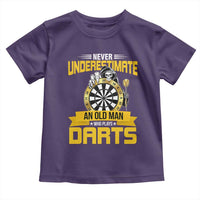 Never Underestimate An Old Man Plays Darts Toddler T Shirt Funny Dartist Grim Reaper Gift - Wonder Print Shop