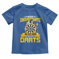 Never Underestimate An Old Man Plays Darts Toddler T Shirt Funny Dartist Grim Reaper Gift - Wonder Print Shop