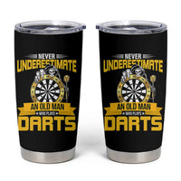 Never Underestimate An Old Man Plays Darts Tumbler Cup Funny Dartist Grim Reaper Gift - Wonder Print Shop