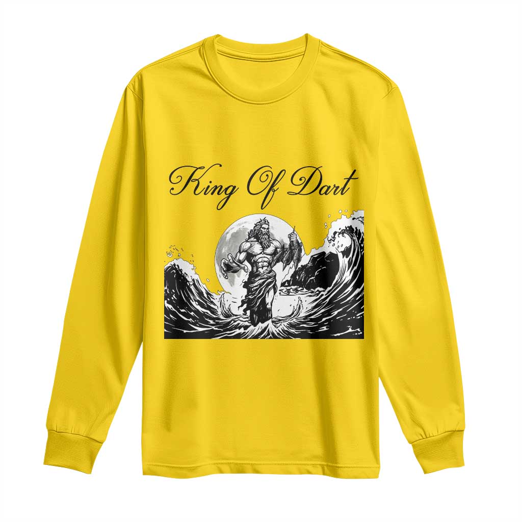 Greek Mythology Poseidon Dartist Long Sleeve Shirt King Of Dart Thrower - Wonder Print Shop