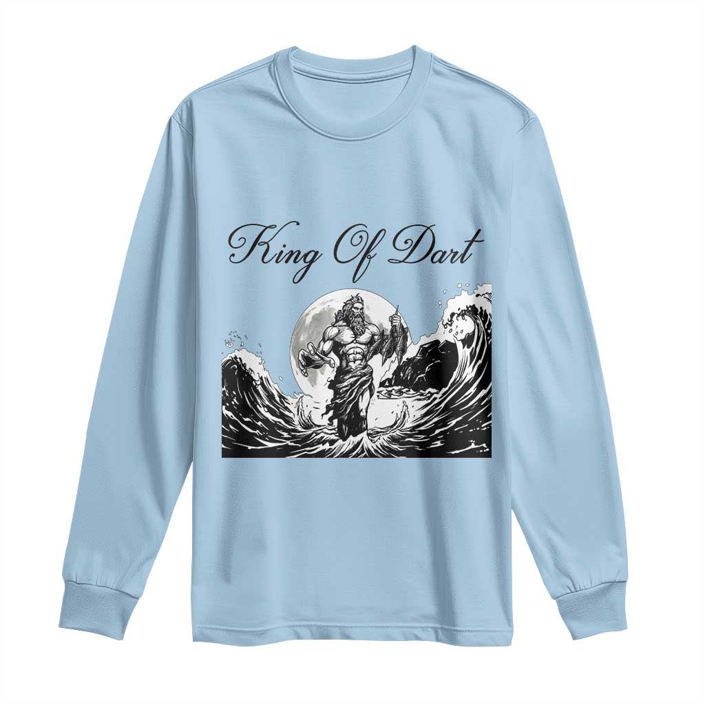 Greek Mythology Poseidon Dartist Long Sleeve Shirt King Of Dart Thrower - Wonder Print Shop