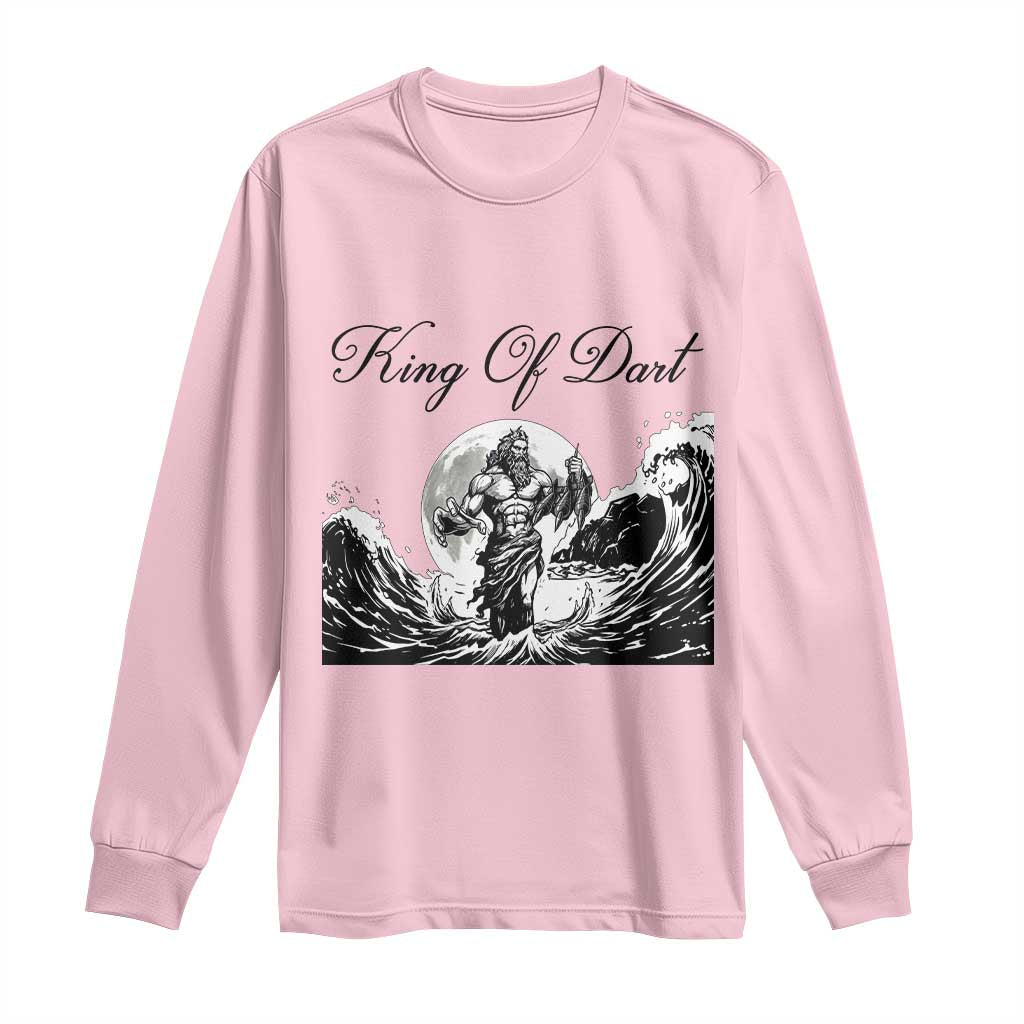 Greek Mythology Poseidon Dartist Long Sleeve Shirt King Of Dart Thrower - Wonder Print Shop