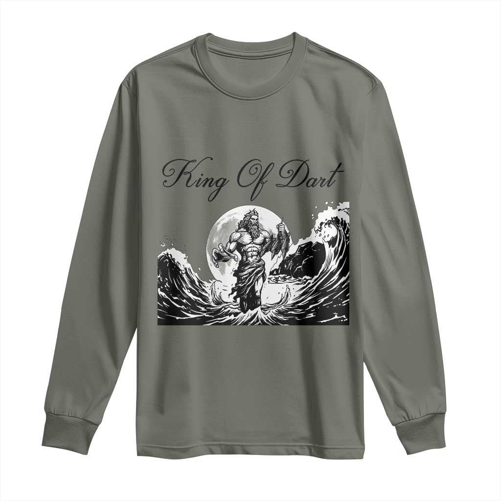 Greek Mythology Poseidon Dartist Long Sleeve Shirt King Of Dart Thrower - Wonder Print Shop