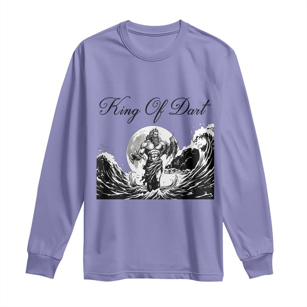Greek Mythology Poseidon Dartist Long Sleeve Shirt King Of Dart Thrower - Wonder Print Shop