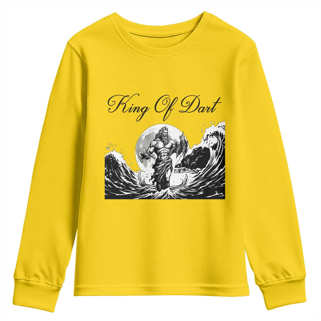 Greek Mythology Poseidon Dartist Youth Sweatshirt King Of Dart Thrower - Wonder Print Shop