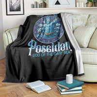 Ancient Greek Mythology Poseidon Dartist Throw Blanket God Of The Dart Sea Trident - Wonder Print Shop