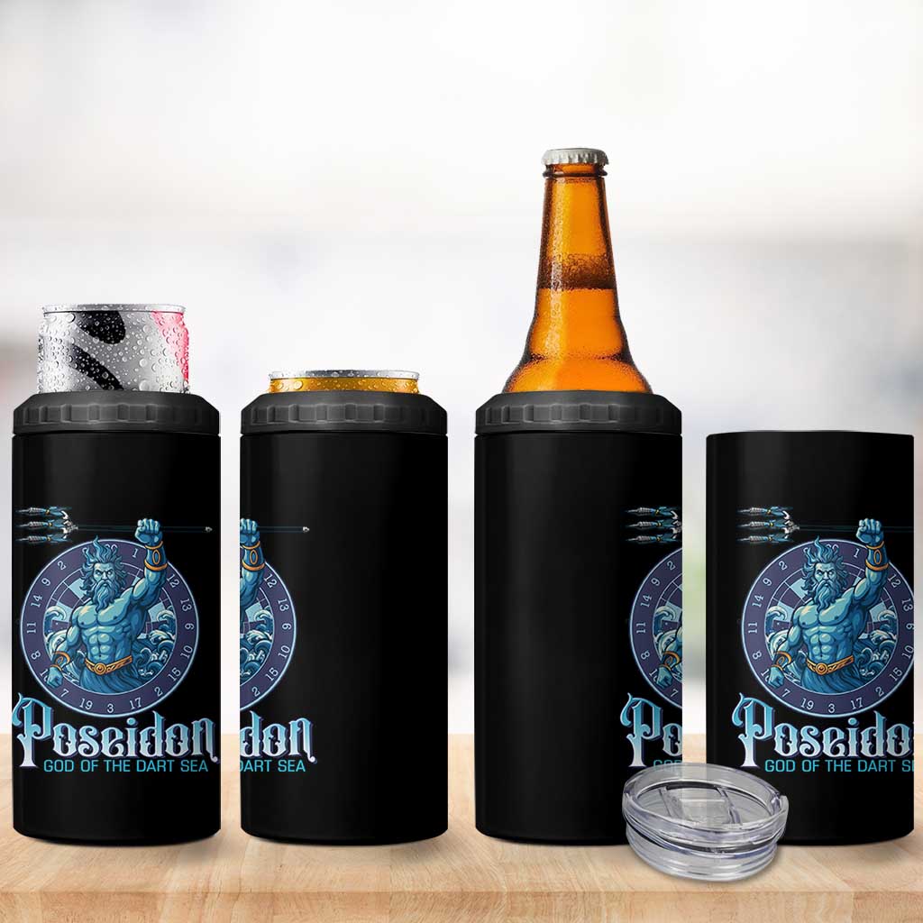 Ancient Greek Mythology Poseidon Dartist 4 in 1 Can Cooler Tumbler God Of The Dart Sea Trident - Wonder Print Shop