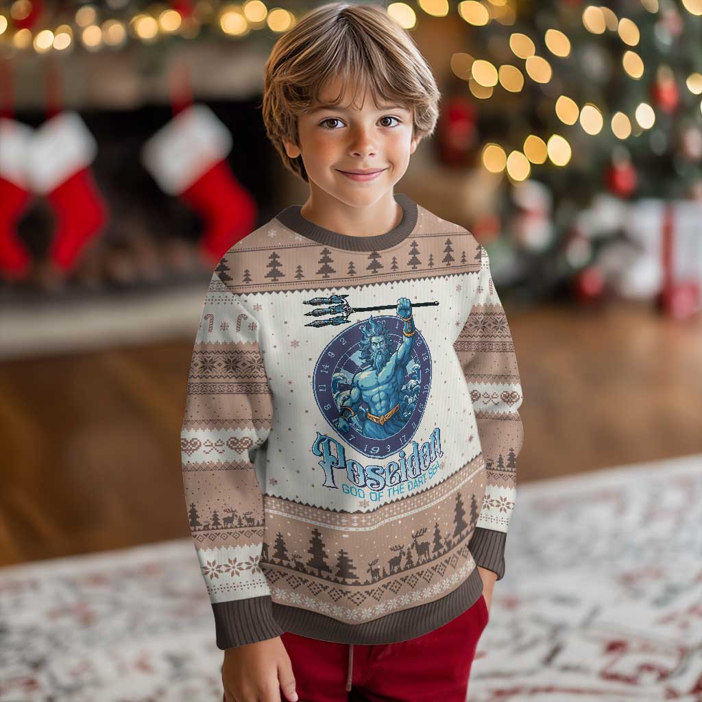 Ancient Greek Mythology Poseidon Dartist Ugly Christmas Sweater God Of The Dart Sea Trident - Wonder Print Shop