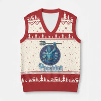 Ancient Greek Mythology Poseidon Dartist V-Neck Knit Sweater Vest God Of The Dart Sea Trident - Wonder Print Shop