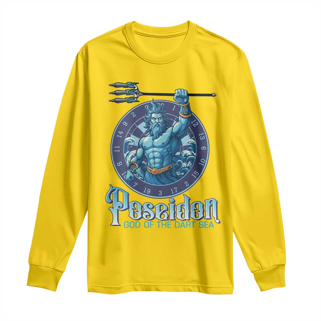 Ancient Greek Mythology Poseidon Dartist Long Sleeve Shirt God Of The Dart Sea Trident - Wonder Print Shop