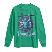 Ancient Greek Mythology Poseidon Dartist Long Sleeve Shirt God Of The Dart Sea Trident - Wonder Print Shop
