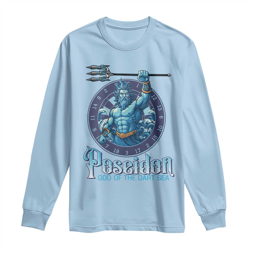 Ancient Greek Mythology Poseidon Dartist Long Sleeve Shirt God Of The Dart Sea Trident - Wonder Print Shop