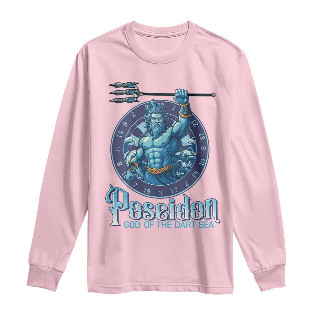 Ancient Greek Mythology Poseidon Dartist Long Sleeve Shirt God Of The Dart Sea Trident - Wonder Print Shop