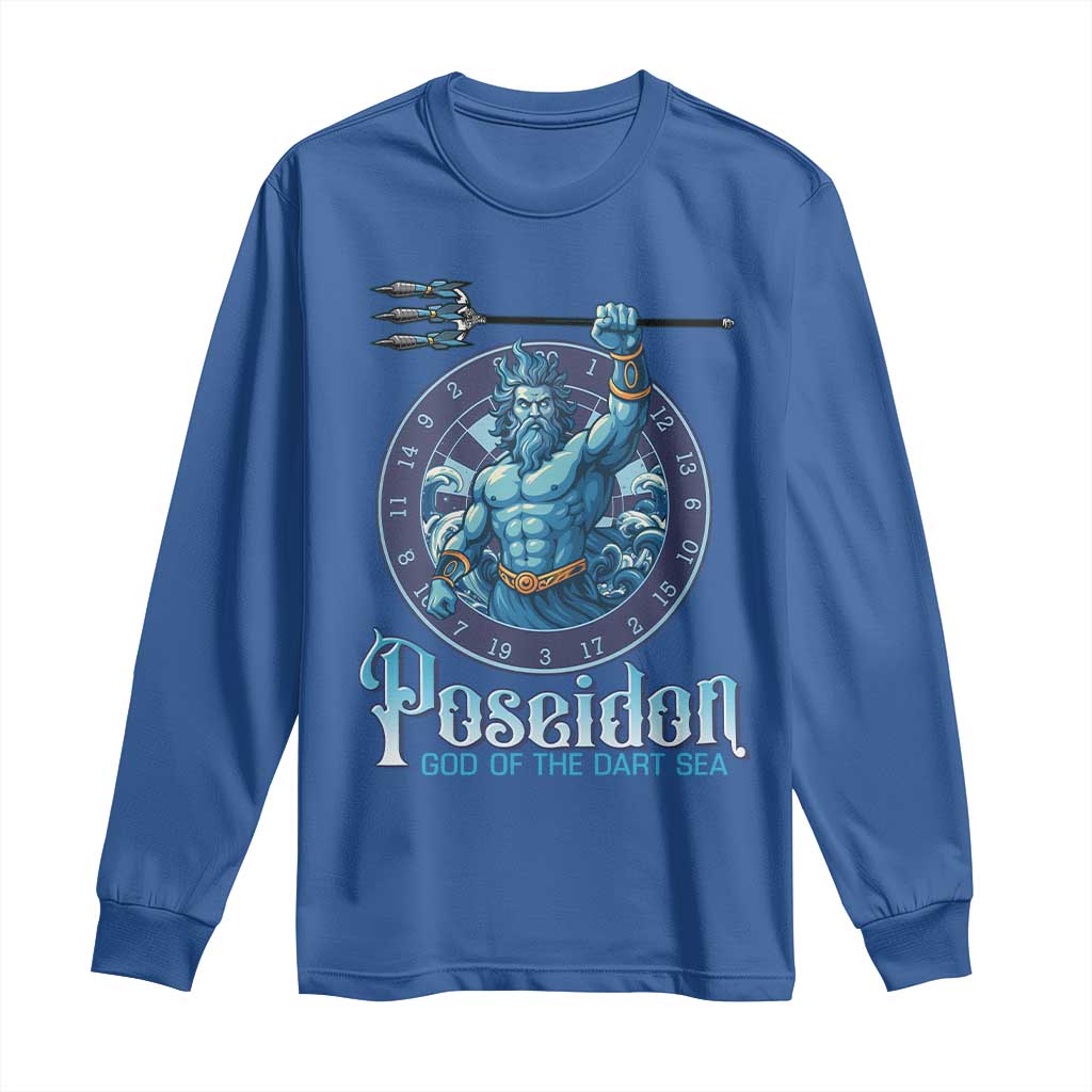 Ancient Greek Mythology Poseidon Dartist Long Sleeve Shirt God Of The Dart Sea Trident - Wonder Print Shop