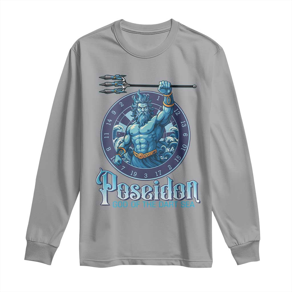 Ancient Greek Mythology Poseidon Dartist Long Sleeve Shirt God Of The Dart Sea Trident - Wonder Print Shop