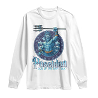 Ancient Greek Mythology Poseidon Dartist Long Sleeve Shirt God Of The Dart Sea Trident - Wonder Print Shop