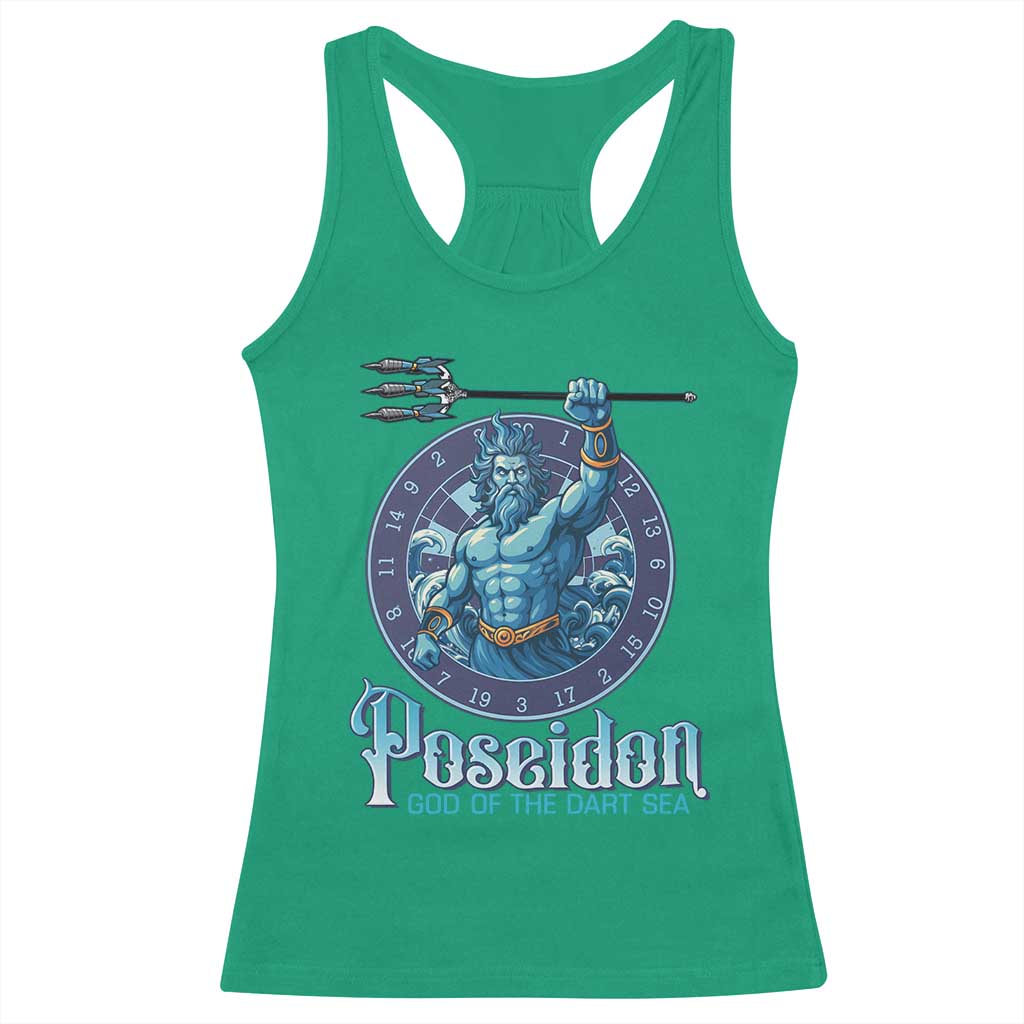 Ancient Greek Mythology Poseidon Dartist Racerback Tank Top God Of The Dart Sea Trident - Wonder Print Shop