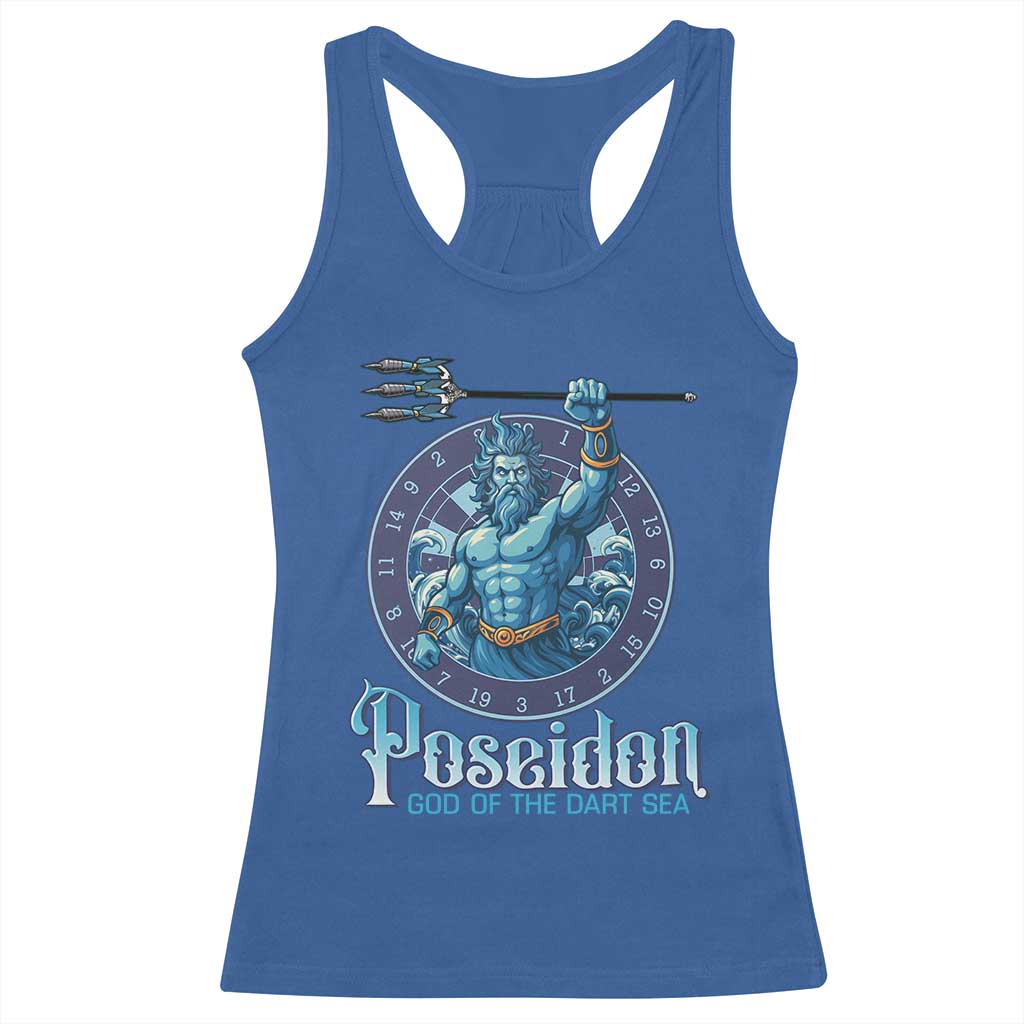 Ancient Greek Mythology Poseidon Dartist Racerback Tank Top God Of The Dart Sea Trident - Wonder Print Shop