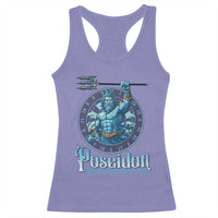 Ancient Greek Mythology Poseidon Dartist Racerback Tank Top God Of The Dart Sea Trident - Wonder Print Shop