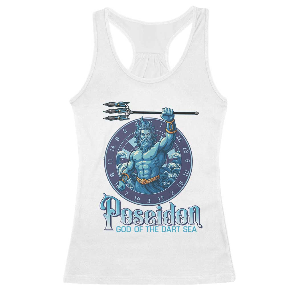 Ancient Greek Mythology Poseidon Dartist Racerback Tank Top God Of The Dart Sea Trident - Wonder Print Shop