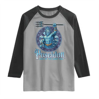 Ancient Greek Mythology Poseidon Dartist Raglan Shirt God Of The Dart Sea Trident - Wonder Print Shop