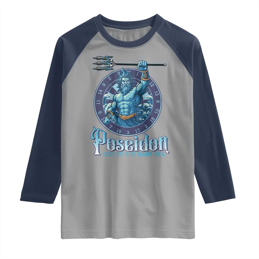Ancient Greek Mythology Poseidon Dartist Raglan Shirt God Of The Dart Sea Trident - Wonder Print Shop