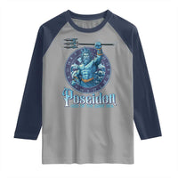 Ancient Greek Mythology Poseidon Dartist Raglan Shirt God Of The Dart Sea Trident - Wonder Print Shop