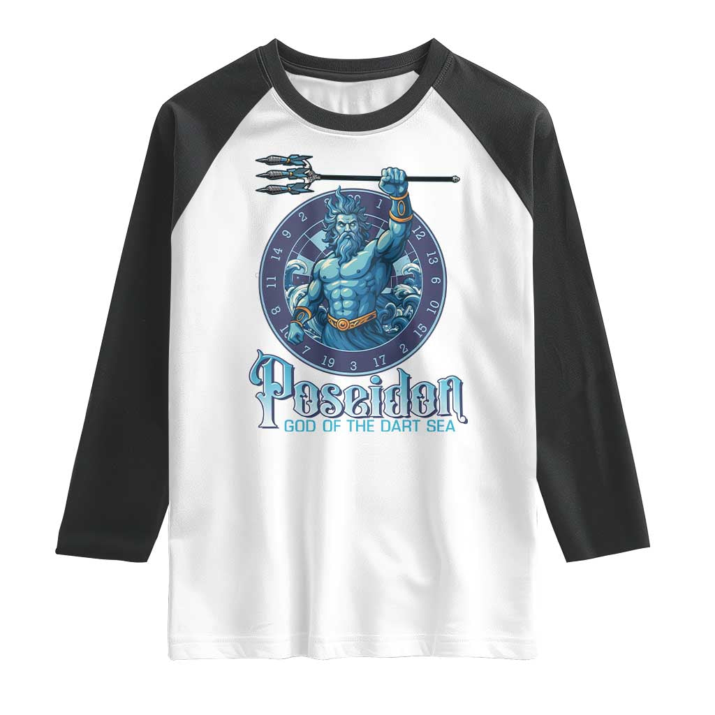 Ancient Greek Mythology Poseidon Dartist Raglan Shirt God Of The Dart Sea Trident - Wonder Print Shop