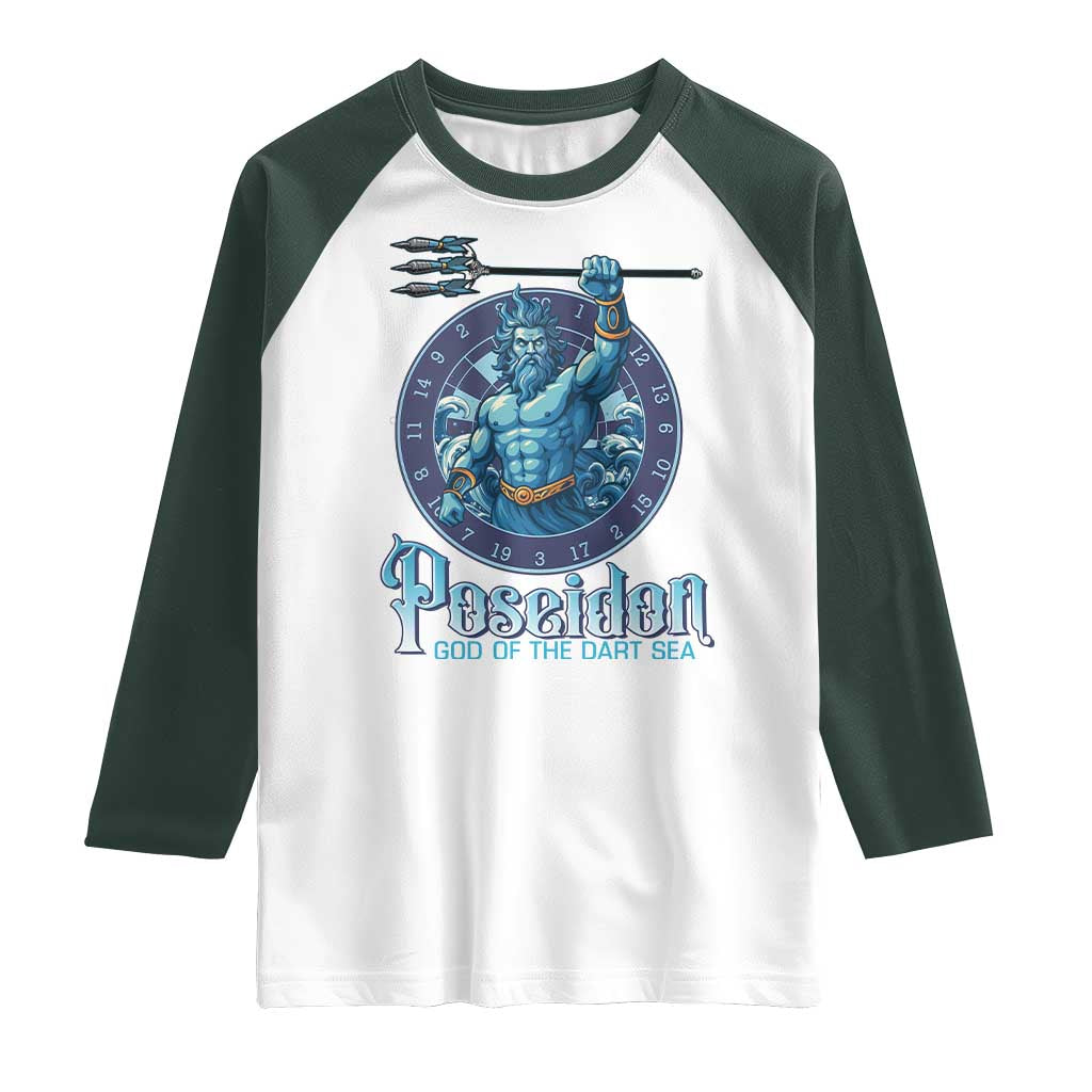 Ancient Greek Mythology Poseidon Dartist Raglan Shirt God Of The Dart Sea Trident - Wonder Print Shop