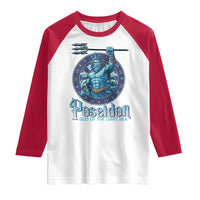 Ancient Greek Mythology Poseidon Dartist Raglan Shirt God Of The Dart Sea Trident - Wonder Print Shop