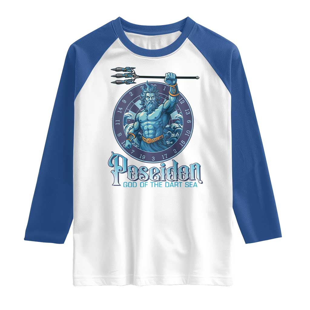 Ancient Greek Mythology Poseidon Dartist Raglan Shirt God Of The Dart Sea Trident - Wonder Print Shop